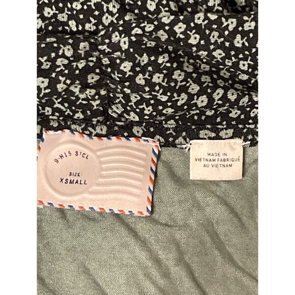 Anthropologie Postmark Black & White Floral Print Puff Sleeve Top XS - Picture 3 of 3